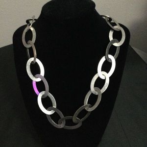 Silver oval link necklace-costume jewelry